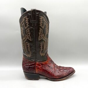 Rudel Mens 9.5 EE Alligator Western Cowboy Boots Brown Cognac Leather Rockabilly